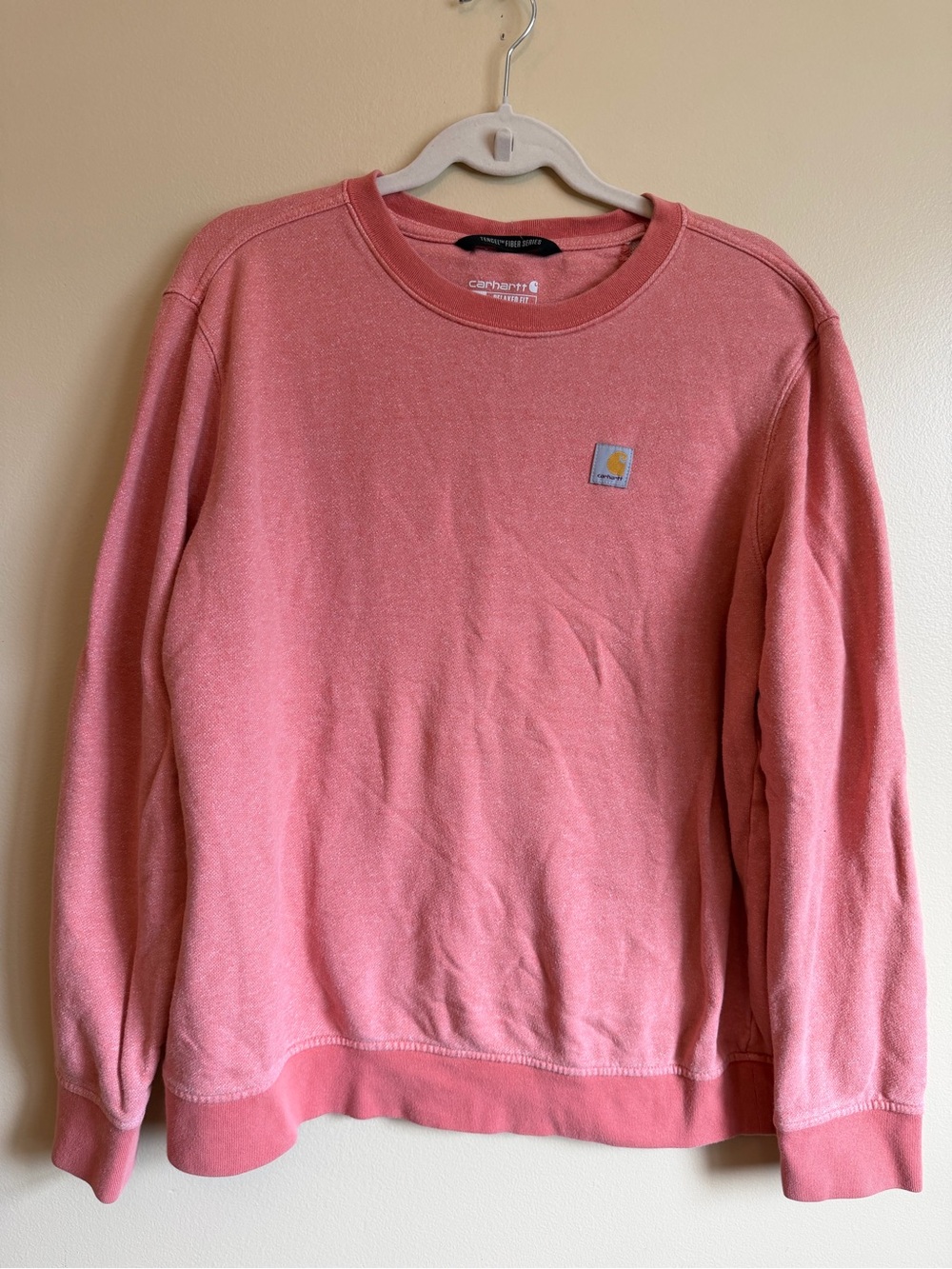Carhartt Womens L TENCEL Fiber Series Pink Relaxed Fit Crewneck Logo Sweatshirt